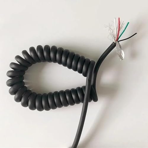 VNYRVZA Abgeschirmtes PUR-Federdrahtkabel, 6-adrig, 22 AWG, dehnbar, 10 11 12 13 14 15 16 17 18 19, 20 Meter, mattes Spiral-Teleskopkabel(Stretch 13 meter)