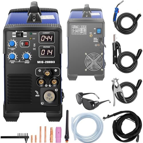 Soldador Inversor Combinado 3 en 1, Soldador Portátil Inversor con Pantalla Digital, Combo MMA/mig/Lift 3 en 1, para Reparación de Acero y Hierro y Aluminio, Fácil de Usar para Principiantes