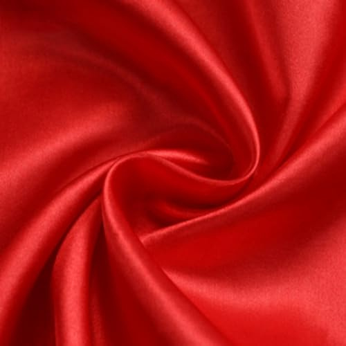 Anevous 100cm x150cm Satin Stoff, Einfarbig Stoffe zum Nähen, Kleiderstoff Dekostoff Meterware, Satinstoff zum Basteln, Bezugsstoff für Kleidung Vorhänge Tischdecken Deko,Rot
