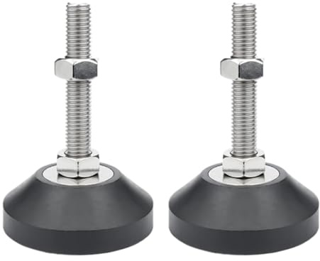 BORDSTRACT Piastra di Livellamento in Gomma per Pavimento, 2 Stück M6 Gambe Mobili Regolabili, Piedini Metallo con Filettatura, Livellatori Facilmente Tutti i Tipi Gambe Mobili, Scaffale(D40*M6*L60) | 2 pezzi Piedi Mobili Regolabile M6 Livellamento Metallo Filettato, Livellatori Facilmente Regolabili, per Tutti I Tipi Mobili