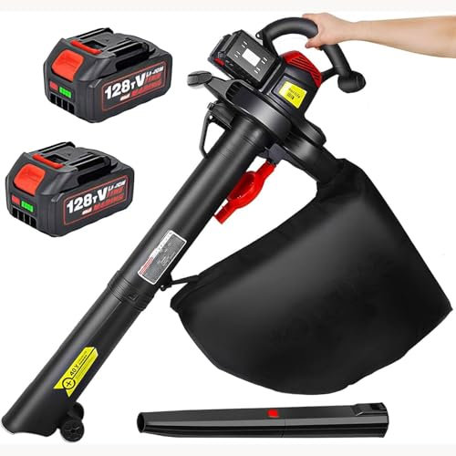 Yard Vacuum and Mulcher, Cordless Leaf Blower, 40V Electric Leaf Blower 6 Speeds 156 CFM, 2 X 4.0Ah Battery Powered Leaf Vacuum Mulcher