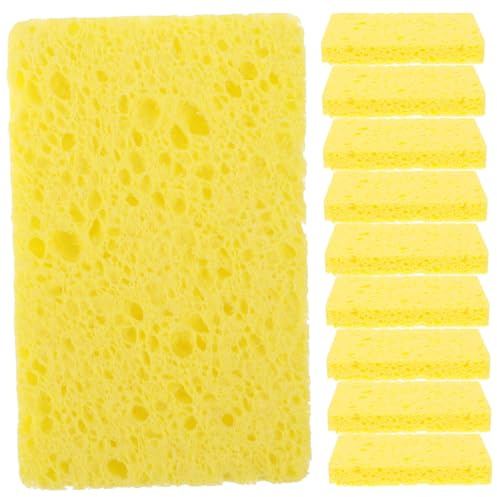 Ipetboom 10Pcs Cellulose Dish Washing Sponges, Non-Scratch Multi-Purpose Kitchen Cleaning Sponges, Reusable Household Cleaning Accessories for Wok and Dish Care