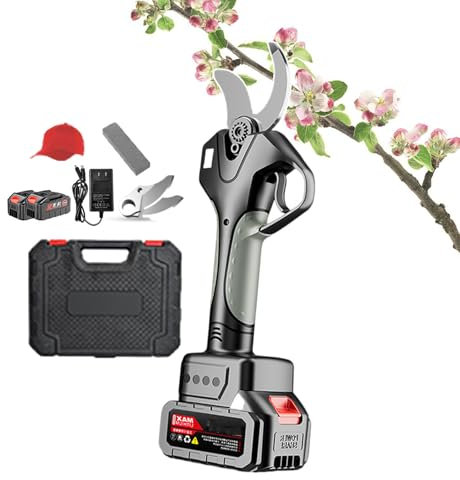 forplubossmmp Forbici da Potatura Elettriche 21v | Forbici da Giardino Professionali | Tagliasiepi Elettrico | Regolazione Lama: 6 Cm (con Batteria E 2 Lame E Cappello Parasole),2-Battery