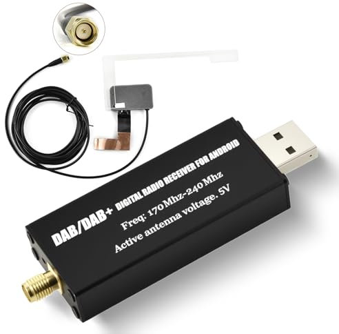 Hodozzy DAB/DAB+ Adattatore per Auto, Digitale Dab Ricevitore Sintonizzatore per Autoradio Android, USB D-ab+ per Modulo DA-B Universale Dongle con Antenna D-AB, Box Da-b+ Adattatore Ricevitore Radio