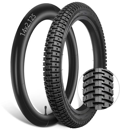 Felixstory 14 x 2,125 (57–254) Reifen-/Schlauch-Set für Fahrräder, Elektroroller und E-Bike, robuster 35,6 cm Schlauch mit Schrader-Ventil, kompatibel mit 35,6 cm (14 x 2,1 Zoll), 35,6 x 2,1 cm, 14 x