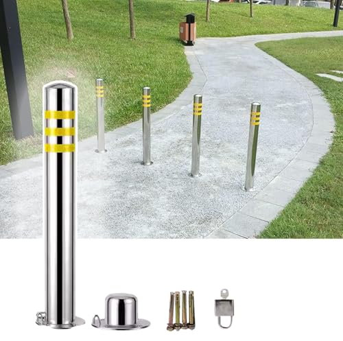 DONGGANSHI Coni di Sicurezza, paletti delimitatori di parcheggi in Acciaio Inox con Serratura e Chiave, Blocco di parcheggio Resistente, paletti con Base Staccabile, Barriere per Il Controllo
