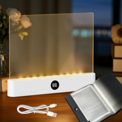 KQWVZ Smart Flat Book Light, Rechargeable Page Glow Reading Light with 3 Colors & Timer, LED Clear Full Page Reading Light,Eye-Caring Flat Reading Lamp,Book Light Page for Night Reading in Bed