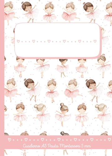 DIVERTIBOOKS - Cuaderno A5 con Pauta Montessori 5 mm – Libreta de Caligrafía y Escritura para Niños de 3 a 6 Años - Modelo Bailarinas: El cuadernillo ... cursos: claro, motivador y fácil de usar