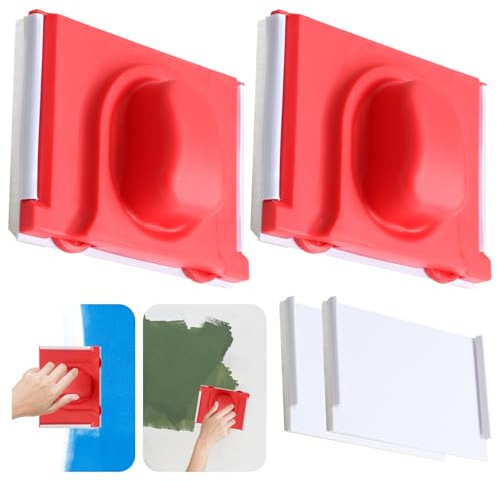 2 Pack Paint Edger Tool for Cutting in Tools for Painting Professional Multifunctional Paint Edge Trimmer with 2PCS Replacement Pads Latex Paint Flat Edger Paints Pads on Walls, Corners, and Ceilings