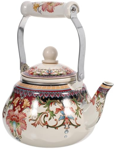 GALPADA Emaille Teekanne 1,5l Mit Hitzebeständigem Boden Für Milchtee Und Schwarztee Wasserkocher Für Gas Und Induktionsherde Kreativer Küchen Teekessel