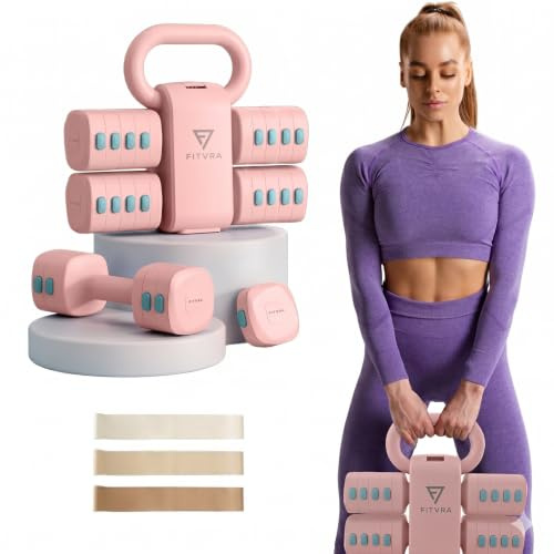 FITVRA Manubri Regolabili 2 in 1, Set Pesi e Kettlebell