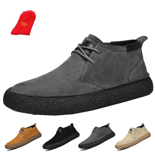 Stövlar for män Snörstövlar i mocka mäns Casual Business-stövlar Mockaskor(Grey,44 EU)