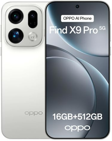 OPPO Find X9 Pro 5G 16+512GB, Smartphone liberado con IA, Pantalla ProXDR 6.78 120Hz, Cámara Hasselblad de 200 MP, 4K Motion, 7500mAh, IP69, Silk White