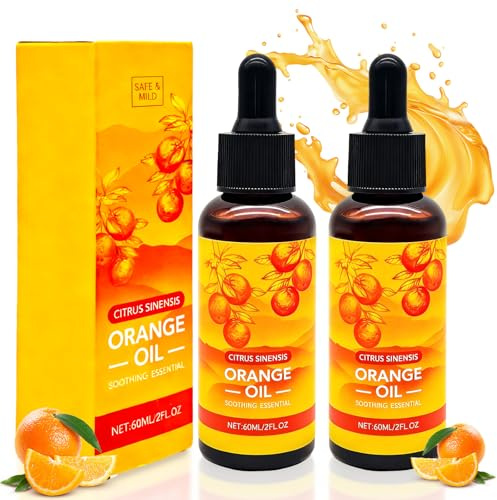 2 X 60 ML Huile essentielle d'orange 100% pure et naturelle, Parfum d'orange douce pour diffuseurs, humidificateurs, relaxation, bougies, massages et bain