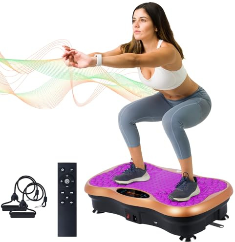Movpeak Vibration Plate Exercise Machine, Full Body Vibration Platform for Lymphatic Drainage, 99 Speed Levels, 5 Workout Modes & Resistance Bands, Home Gym Equipment for Shaping, Toning & Weight Loss