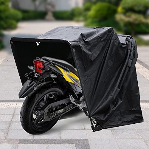 PBTERDTF Motorrad Garage 270x105x155cm Outdoor Motorradabdeckung Faltbare Garage Stabilem Metallrahmen Motorradplane Wasserdicht Wetterfest Schnee Carport Motorradgarage für Motorräder & Brennholz