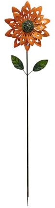 Bosiyrggrl Eolienne de Tournesol en Métal avec Piquet, Sculpture de Vent de Moulin à Vent Cinétique pour Ornements de Jardin, Décorations Extérieures