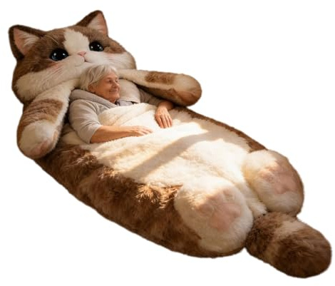 Sacco a pelo per adulti | 175x80cm Lavabile Morbido Divertente,Sacco a pelo caldo a forma di gatto,Per interni casa soggiorno camera bambini ludoteca appartamento dormitorio donne uomini compleanno