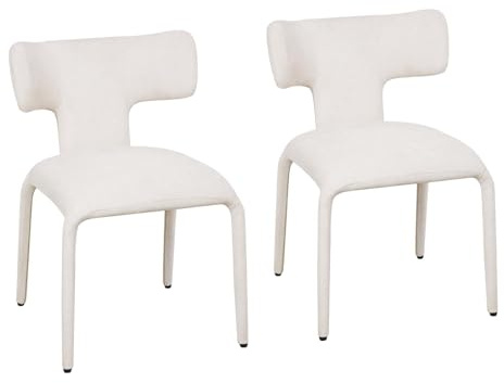 WOLTU Esszimmerstühle 2er Set, aus Leinen, Warme Aprikose | Küchenstühle, mit Rückenlehne, Metallgestell, 150 kg belastbar, für Küche Wohnzimmer Schlafzimmer