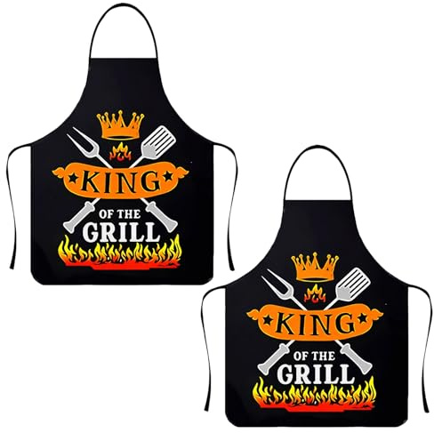OhebEsx Grillschürze Für Männer, 2 Stück Wasserdichte Grillschürze, Kochschürze Herren, Robust, Fleckenschutz, Einstellbar, Ideal Für Grillen, Kochen, Gartenparty Und Haushalt