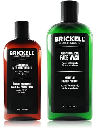 Brickell Men's Daily Essential Face Care Routine II, Aktivkohle-Gesichtswaschmittel und Tägliche Gesichtsfeuchtigkeitscreme, Natürlich und Organisch, Duftend