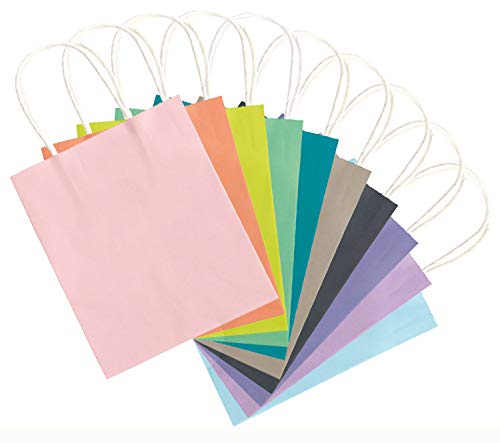 folia 21819 - Papiertüten aus Kraftpapier, Geschenktüten, 20 Stück, ca. 18 x 8 x 21 cm, farbig sortiert in trendigen Farben - zum Basteln, Verzieren und Verschenken