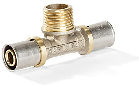 H2O-Flex 16er Pressfitting T-Stück, 1/2 Außengewinde, Aluverbundrohr 2,0mm | für Mehrschichtverbundrohr 2,0mm, DVGW zertifiziert, Pressprofil: TH, U und H