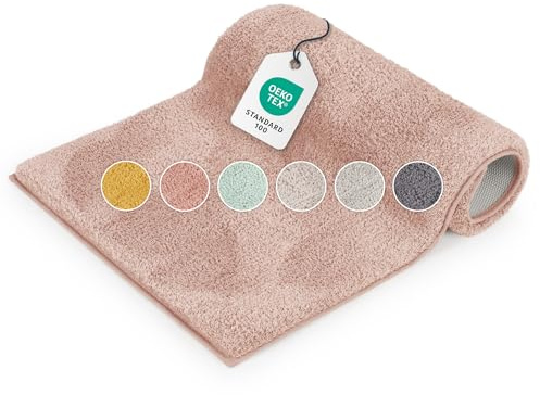 Blumtal Badematte 50x80 cm Hochflor - Oeko-TEX zertifizierter Badteppich - Badematten & Badteppiche - Duschvorleger - Badvorleger rutschfest waschbar - Badeteppich - Badezimmer Matte in Rosa