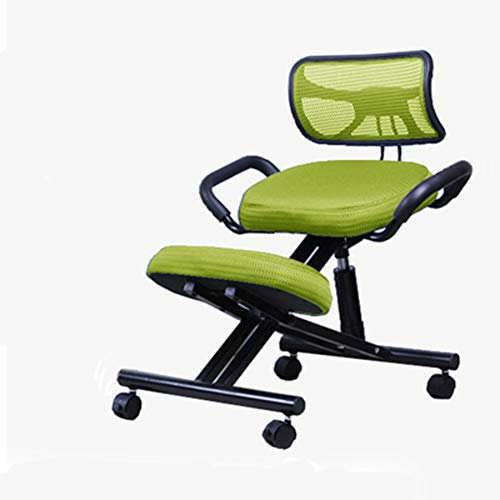 XNADESK Ergonomische Kniestuhl, Dick Sitzkissen Pad Mit Orthopädischem Rückensitz Manuell Stellen Sie Rolling Adjustable Hocker Für Eine Bessere Körperhaltung.-grün Net Screen