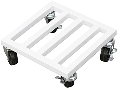 Transportroller Möbelroller ZHAOHUI Möbelhund Transportwagen Stahlrohr Anti-Rost Pots Beweglichen Boden Mit Bremse Nylonfelge 50kg Schwerlast, 6 Größen (Color : White, Size : 40x40cm)