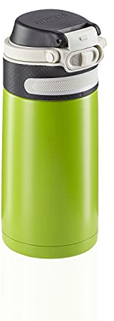 Leifheit Flip Bouteille isotherme (350 ml) avec bouchon à vis, mug voyage avec fermeture 100 % anti-fuite, mug étanche avec ouverture à une main, vert 3249
