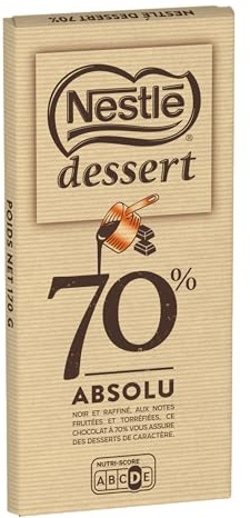 Nestlé Dessert - Chocolat Noir Absolu à Pâtisser - tablette de 170g | Préparation de pâtisseries intenses - Ganaches et mousses - Apportant une texture riche pour réussir vos recettes de crepe