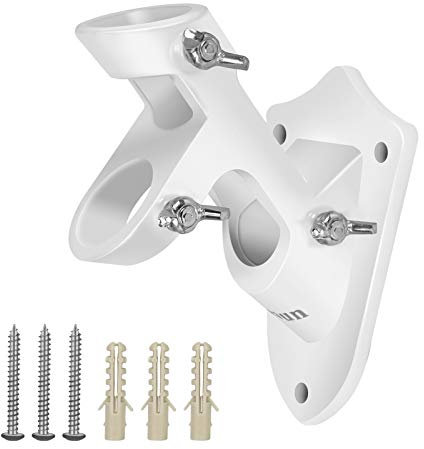 Yeesun Flag Pole Holder,2 Position Aluminum Alloy Bracket for 1 Inner Dia Pole,3 Fixing Clamp More Solid for House Flagpole Mount on Porch Railing & Wall (White)