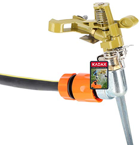 Sprinkler d'impulso di Kadax fatto di addominali di plastica, irrigazione, irrigazione, impulso rigeneo con regolamentazione a 360 gradi, irrigatore per giardino, irrigatore per giardini (oro)