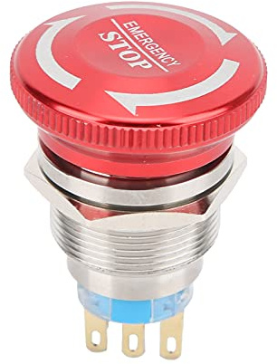 22mm-Not-Aus-Druckknopfschalter Des Geräts, Wasserdichter Schalter Selbstsperrender Pilzkopf Tastenschalter(6 Pin)