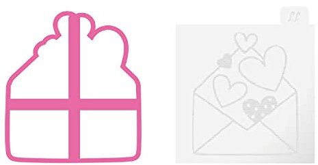 LissieLou Envelope of Hearts Cookie Cutter and Embosser Valentine's Day Icing Stamp Fondant Embosser - Light Pink/Clear