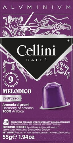 Caffè Cellini Capsule Alluminio Compatibili con Nespresso* - Aluminium Melodico 100pz| Con Note Aromatiche Di Cacao Amaro