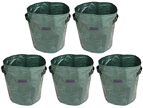 5 Packungen Grow Bag PE Gemüse Pflanztopf Topf mit Griff verdickt Anzuchtbeutel für Kartoffeln, Tomaten und Früchte im Freien grün
