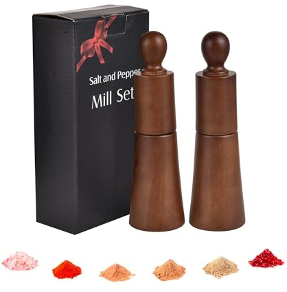 IMEEA Salt and Pepper Mills Set of 2 Adjustable Ceramic Grinder Pepper Salt Mill for Chili Salt Sea Salt Peppercorns