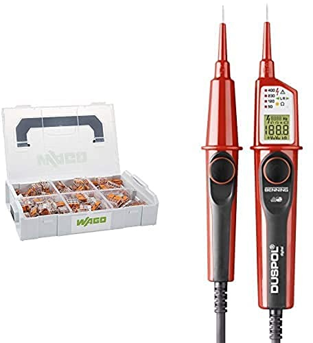 WAGO Original-Set, L-Boxx Mini, Verbindungsklemmen mit Hebel, Serie 221, 887-957 (236 Teile) & BENNING DUSPOL digital Digitaler True RMS Spannungsprüfer (Prüfart 2-polig) 50263