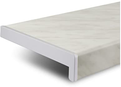 TJ Fensterbank Innen Kunststoff Marmoroptik / 10 x 60 cm Fensterbank inkl. Seitenabschluss/PVC Fensterbank nach Maß/Fensterbank Innen kratzfest und feuchtigkeitsundurchlässig