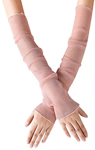 Uposao Handschuhe für Damen, Sommer Elegant Spitze Lang Handschuhe Armstulpen Sonnenschutz Fingerlose Fahrradhandschuhe Opern Party Handschuhe Handschuhe für Radfahren,Laufen,Golf,Fahren,Rosa #2