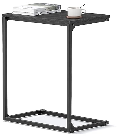VASAGLE C Shape End Table, Small Coffee Table For Couch Or Sofa, Industrial Side Table In Living Room, Bedroom, 13.8 x 21.7 x 26 Inches, Ebony Black ULNT052B56