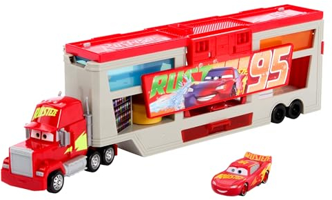 Mattel Disney Pixar Cars Coffret Mack Atelier De Peinture Itinérant Changement De Couleurs, 1 Voiture Flash Mcqueen, 1 Mack Amovible Et Accessoires Inclus, Jouet Enfant, A Partir De 4 Ans, HPD82