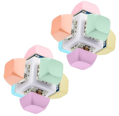 Taiyin 2 Pcs Keyboard Toy Clicker Keyboard Fidget Keychain Decompression Toys Button Stress Relief Gifts for Adult (6-Sided Style, Macaron Colors)