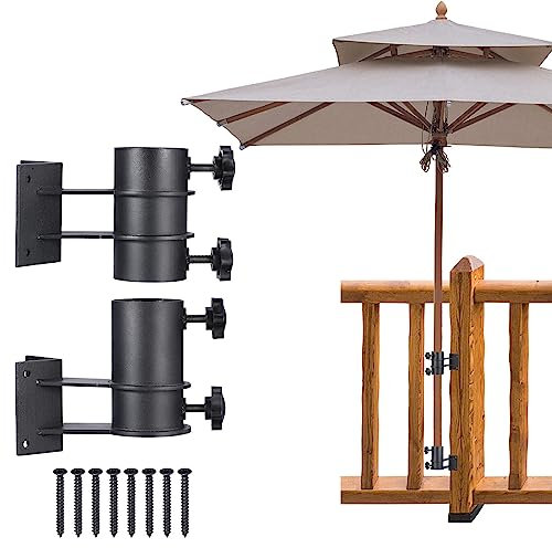 PATIKIL Veranda Regenschirm Halter Corner Montage 2 Pack Regenschirm Klemme Montage Halterung Draußen Sonnenschirm Basis für Deck Geländer Außen Garten Hof Yard (Passt Max AD 2 )