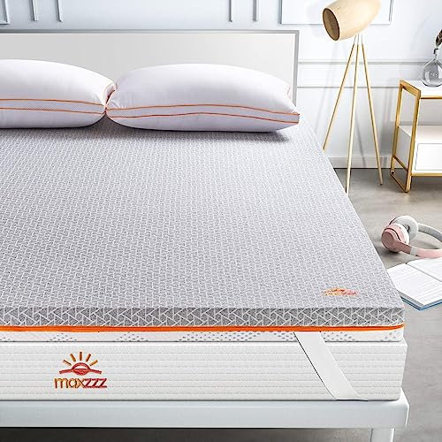Maxzzz 90x190 Topper viscoélastique de 7,5 cm avec Infusion de Charbon de Bambou, Toppers avec Couvercle Lavable pour Un Nettoyage Facile, Amical aux Allergies et réducteur d'odeurs
