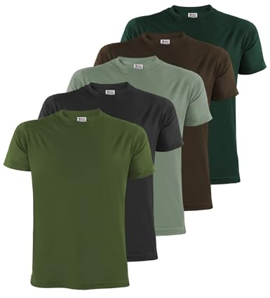 ALPIDEX T-Shirt Magliette da Uomo Confezione da 5 con Girocollo - Taglie S M L XL XXL 3XL 4XL 5XL, Taglia:L, Colore:Forest
