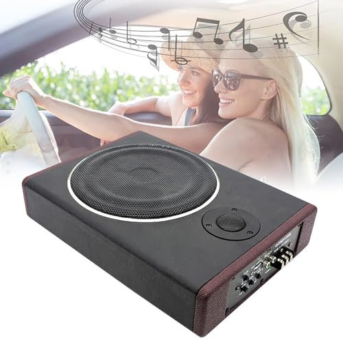NaMaSyo 8 Ultra Slim Active Car Subwoofer Under-Seat Powered Subwoofer Speaker Audio Sub Bass Box 600W