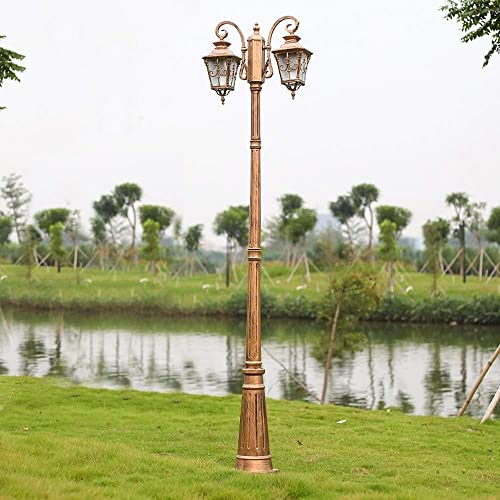 MODEBHD E27 Tradition 2 Lichter Glas Laterne Antike Victoria Outdoor Säule Lampe Europäische Aluminium Wasserdichte Standleuchte Dekoration Garten Rasen Straßenlaternen Lampe